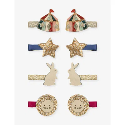 Mimi & Lula Kids' Circus Set Of Eight Hair Clips Multi In Gold