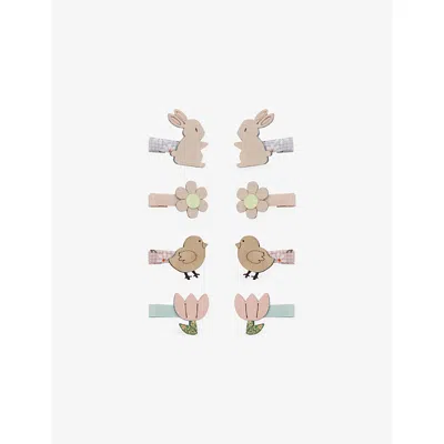 Mimi & Lula Kids' Ti Easter Set Of Eight Woven Hair Clips In Multi