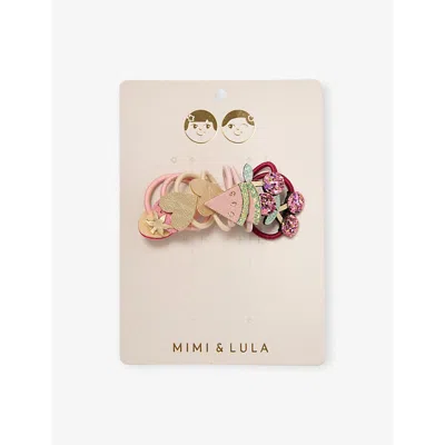 Mimi & Lula Kids' Ti Fruit Mini Ponies Pack Of Eight Elasticated Hair Ties In Multi
