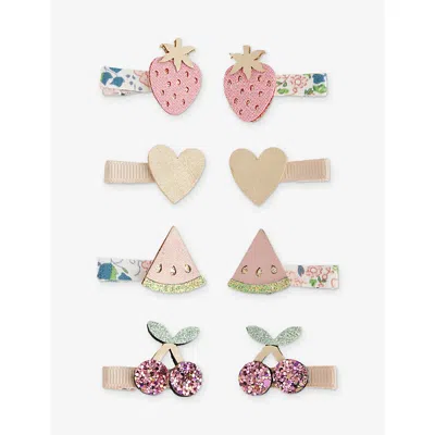 Mimi & Lula Kids' Fruit Set Of Eight Mini Hair Clips Multi In Pink