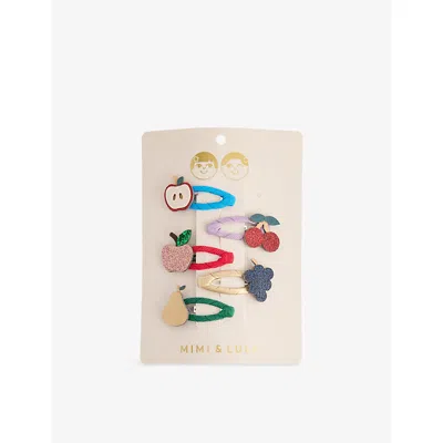 Mimi & Lula Kids' Ti Fruity Hair Clips Set Of Five In Multi