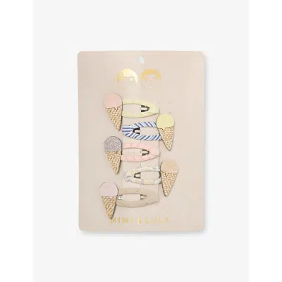 Mimi & Lula Kids' Ti Ice Cream Clic Clacs Pack Of Five Hair Clips In Pink