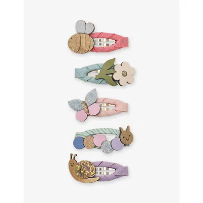 Mimi & Lula Kids' Ti Insects Set Of Five Woven Hair Clips In Multi