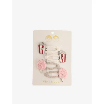 Mimi & Lula Kids' Ti Popcorn Candy Floss Hair Clips Set Of Four In Multi