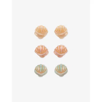 Mimi & Lula Kids' Ti Shell Set Of Six Acetate Hair Clips In Multi