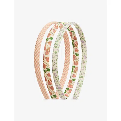Mimi & Lula Kids' Floral-print Set Of Three Fabric Headbands In Multi