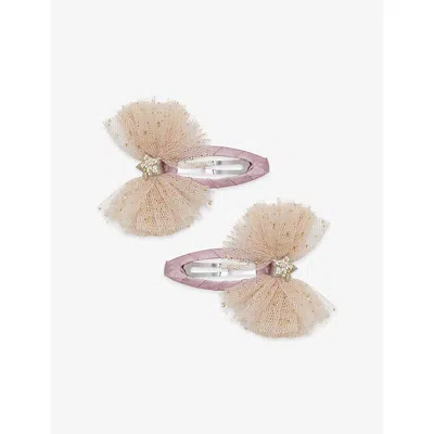 Mimi & Lula Kids' Tutu Bow Woven Hair Clips Neutral