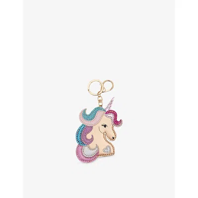 Mimi & Lula Kids' Unicorn Faux-leather Keyring Mult In Brown
