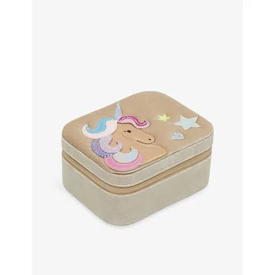 Mimi & Lula Kids' Unicorn-embroidered Velvet Jewellery Box Mult In Multi