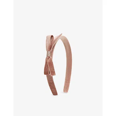 Mimi & Lula Kids' Violet Bow Velvet Headband In Pink