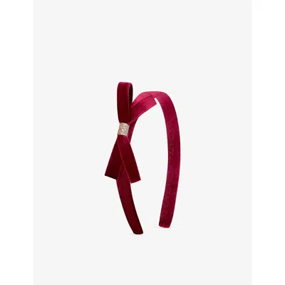 Mimi & Lula Kids' Violet Bow Velvet Headband Red