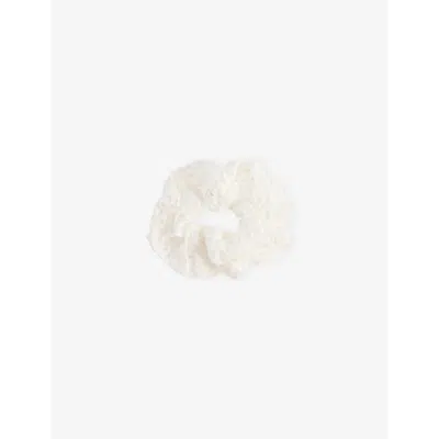 Mimi & Lula Kids' White Broderie-anglaise Woven Scrunchie