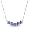 Mimi & Max 1 1/10 Ct Tgw Baguette Shaped Tanzanite White Topaz Necklace Sterling Silver-18 In In Multi