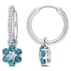 Mimi & Max 1 1/10 Ct Tgw London And Sky Blue Topaz And 1/8 Ct Tdw Diamond Floral Huggie Earrings In 10k White G In White