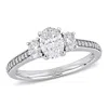 Mimi & Max 1 1/10ct Tw Oval Round-cut 3-stone Engagement Ring 14k White Gold In White