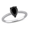 Mimi & Max 1 1/10ct Tw Pear And Round-cut Black And White Diamond Teardrop Engagement Ring In 14k White Gold In Black