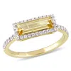 Mimi & Max 1 1/2 Ct Tgw Baguette Cut Citrine And White Sapphire Halo Ring In Yellow Plated Sterling Silver In Yellow