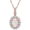 Mimi & Max 1 1/2 Ct Tgw Oval Shape Opal, White Topaz And Diamond Accent Vintage Pendant With Chain In 14k Rose In Pink