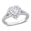 Mimi & Max 1 1/2ct Dew Created Moissanite Heart Halo Engagement Ring In Sterling Silver In Silver