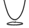 Mimi & Max 1 1/2ct Tdw Black Diamond Tennis Bracelet And Necklace Set Sterling Silver Black Rhodium In Black