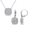 Mimi & Max 1 1/2ct Tdw Diamond Double Halo Earrings And Necklace Set Sterling Silver In White