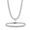 Mimi & Max 1 1/2ct Tdw Diamond Tennis Bracelet And Necklace Set In Sterling Silver In Silver