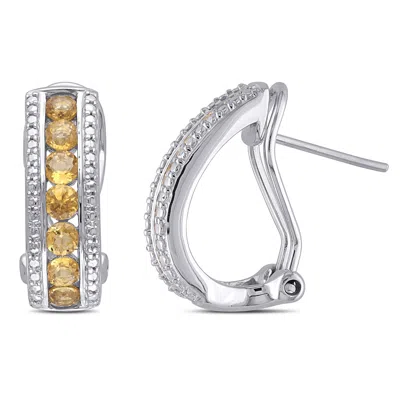 Mimi & Max 1 1/2ct Tgw Citrine Channel Set Earrings In Sterling Silver