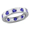Mimi & Max 1 1/2ct Tgw Created Blue Sapphire Heart Eternity Ring In Sterling Silver