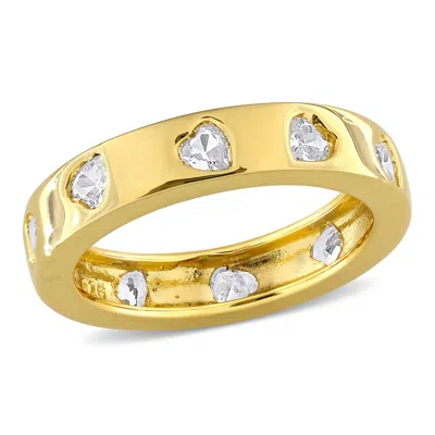 Mimi & Max 1 1/2ct Tgw Created White Sapphire Heart Eternity Ring Yellow Silver