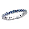 Mimi & Max 1 1/2ct Tgw Sapphire Eternity Ring 14k White Gold In Blue