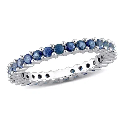 Mimi & Max 1 1/2ct Tgw Sapphire Eternity Ring 14k White Gold In Blue