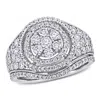 Mimi & Max 1 1/2ct Tw Diamond Cluster Bridal Ring Set 14k White Gold In White