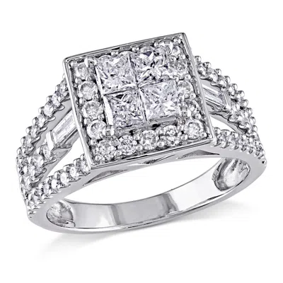Mimi & Max 1 1/2ct Tw Princess Cut Diamond Halo Engagement Ring 14k White Gold