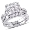 Mimi & Max 1 1/2ct Tw Princess Cut Halo Diamond Bridal Set In 10k White Gold In White