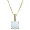 Mimi & Max 1 1/3 Ct Tgw Opal And Diamond Accent Milgrain Pendant In 10k Yellow Gold In Yellow