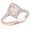 Mimi & Max 1 1/3ct Tgw Morganite White Sapphire 1/4ct Tw Diamond Engagement Ring 10k Rose Gold In Pink
