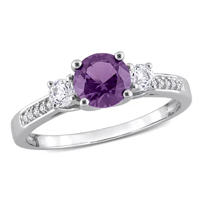 Mimi & Max 1 1/3ct Tgw Simulated Alexandrite Created White Sapphire Diamond Ring 10k White Gold In Purple