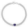 Mimi & Max 1 1/4 Ct Tgw Oval Created Blue Sapphire Curb Link Chain Bracelet In Sterling Silver In Blue