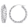 Mimi & Max 1 1/4ct Dew Created Moissanite Hoop Earrings In Sterling Silver In Silver