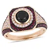 Mimi & Max 1 1/4ct Tw Black & White Diamond 5/8ct Ruby Ring 10k Rose Gold In Red