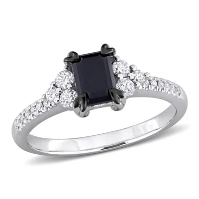 Mimi & Max 1 1/4ct Tw Black And White Diamond Engagement Ring In 14k White Gold