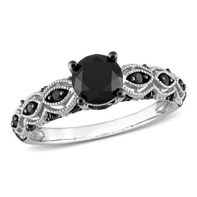 Mimi & Max 1 1/4ct Tw Black Diamond Engagement Ring In 10k White Gold