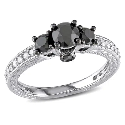 Mimi & Max 1 1/4ct Tw Black White 3-stone Diamond Engagement Ring 10k White Gold