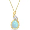 Mimi & Max 1 1/5 Ct Tgw Ethiopian Blue Opal And Diamond Accent Twist Pendant With Chain In 10k Yellow Gold In Yellow