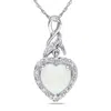 Mimi & Max 1 1/5 Tgw Opal And Diamond Accent Heart Twist Pendant With Chain In Sterling Silver In Silver