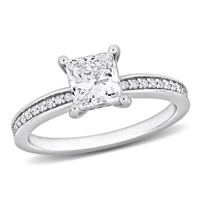 Mimi & Max 1 1/5ct Tdw Princess-cut Round-cut Diamond Solitaire Ring 14k White Gold In Metallic