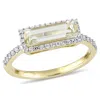 Mimi & Max 1 1/5ct Tgw Baguette Green Quartz 1/4ct Tdw Diamond Ring 14k Yellow Gold In Green