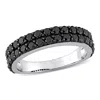 Mimi & Max 1 1/5ct Tgw Double Row Black Spinel Ring In Sterling Silver With Black Rhodium In Black