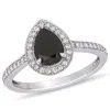 Mimi & Max 1 1/5ct Tw Black And White Diamond Double Teardrop Ring In 10k White Gold In Black