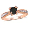 Mimi & Max 1 1/5ct Tw Black And White Diamond Engagement Ring 14k Rose Gold In Black
